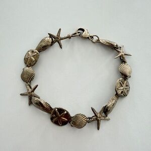 925 Sterling Silver Shell & Starfish Bracelet | 7”